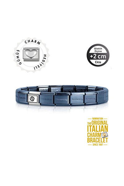 NOMİNATİON Orijinal İtalyan Charm Bileklik Kişiselleştirilebilir Lacivert,  M...