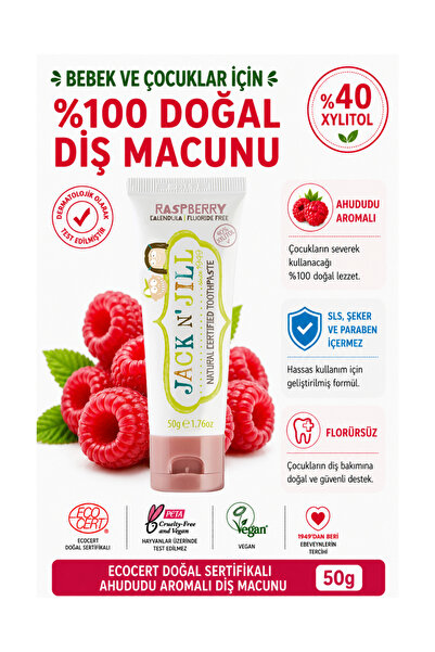 Jack N'Jill Pasta de dinti copii fara fluor, 6+ luni, aroma Zmeura, pentru be...