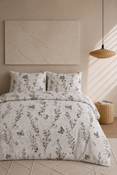 Boreas Home Σετ Παπλωματοθήκη Διπλή με Βαμβακερό Ελαστικό Σεντόνι Butterfly 2...