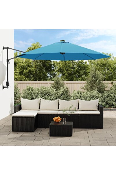 Concept Umbrelă de soare montate pe perete cu LED-uri Sea Blue, 290 cm