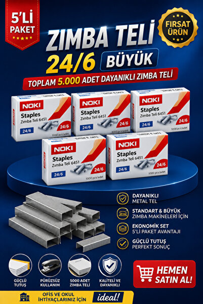 ANI OFİS KIRTASİYE A K Staple Wire 24/6 Large – Pack of 5 (Total 5000 Staples...