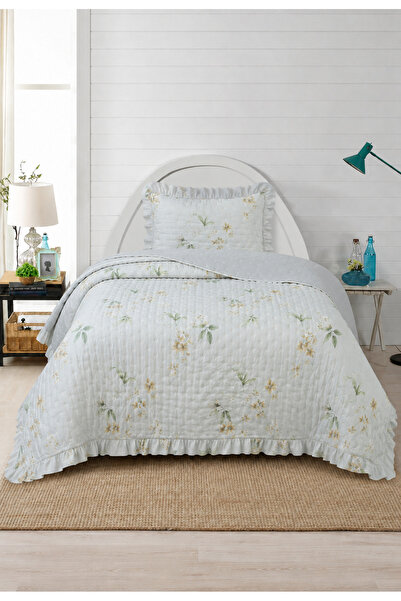 LALHOME Σετ Μονό Κάλυμμα Κρεβατιού Flowers 180x240cm - Με Βολάν και Μαξιλάρια...