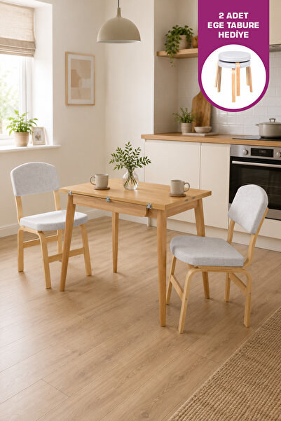 VİLİNZE Ege Sandalye Avanos Ahşap MDF Mutfak Masası Takımı - 90x120 cm