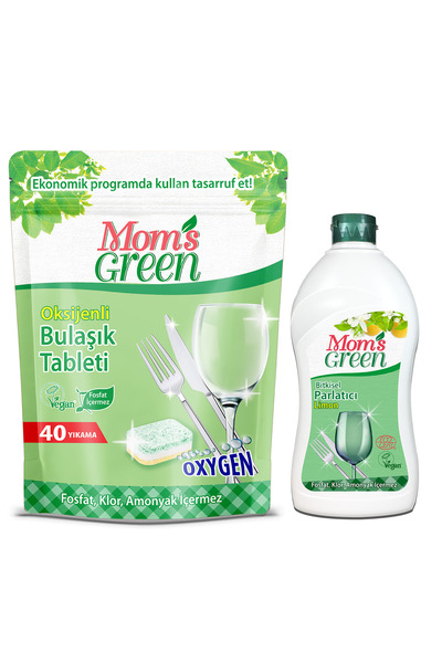 Mom's Green مجموعة من 2 - 50 قرصًا للأكسجين في غسالة الأطباق وملمع الأطباق ال...