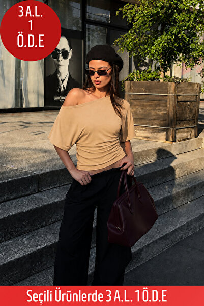 COMBİNE MİCHAİL بلوزة نسائية كاجوال ضيقة باللون البيج للاستخدام اليومي