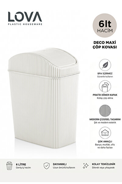 Lova Deco Maxi 6 L Banyo,Mutfak,Ofis Çöp Kovası