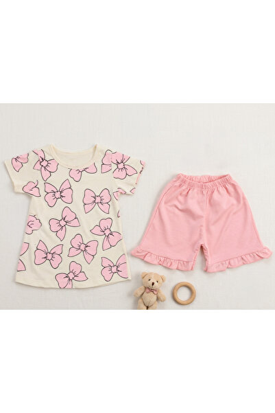 meyastore Girl's Suit with Ribbon Print
