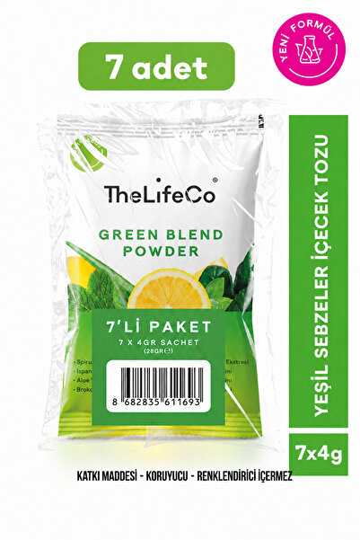 TheLifeCo Green Blend - Yeşil Sebzeler Içecek Tozu Şase 7 Günlük