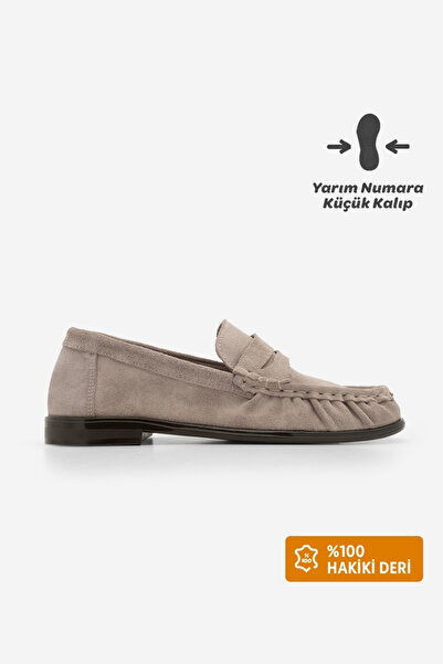 Marjin Women's Genuine Leather Oval Toe Moccasin Stitched Drawstring Loafer C...
