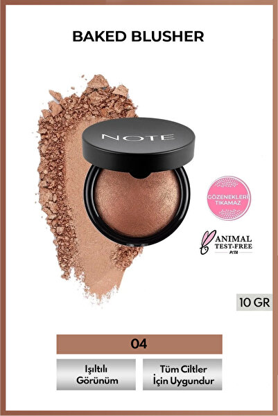 NOTE Baked Blusher Işıltılı Fırınlanmış Toz Allık - 04 Deeply Bronze