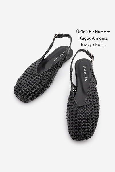 Marjin Women's Blunt Toe Hand Knitted Mary Jane Strappy Daily Ballerinas Zeln...