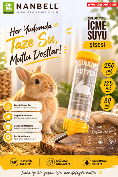 Ans Papağanlar Tavşanlar Ve Diğer Küçük Hayvanlar İçin Suluk 75 Ml (Sarı)