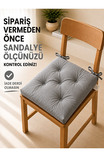 abidehanım Pofidik Sandalye Minderi Bağcıklı Kalın Pamuk Dokulu Özel Dikişli ...