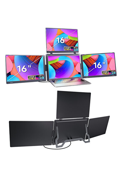 ULTRAX 16″ Üçlü Taşınabilir Monitör Çoklu Ekran 1200p Notebook Monitör