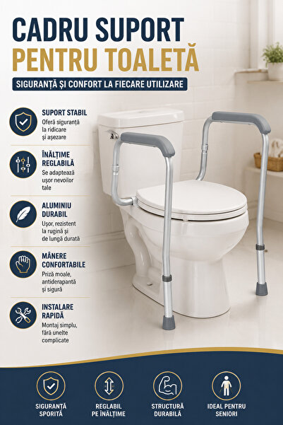 Regal Bliss Cadru suport pentru toaletă, reglabil, 2 picioare, aluminiu durab...