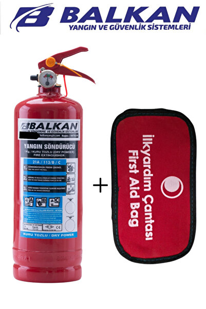 BALKAN YANGIN VE GÜVENLİK SİSTEMLERİ 1 KG YANGIN TÜPÜ +İLKYARDIM SETİ TÜVTÜRK...