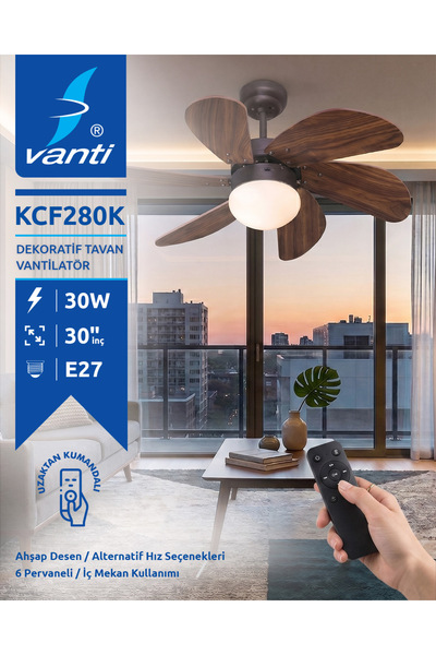 Vanti KCF280K AVIZELI VANTILATOR 60W KUMANDALI