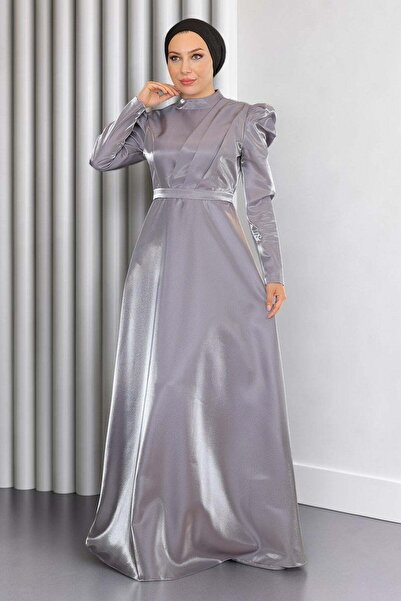 Missvalle Draped Chest Evening Dress Gray 19124