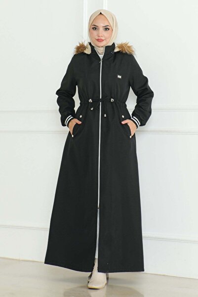 Missvalle Beli Laced Ribbed Coat Black 19215