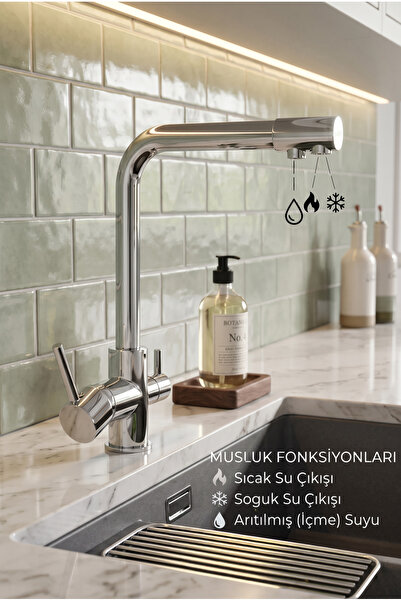 Spring Water 3 Yollu Musluk - Eviye Bataryası - Sıcak, Soğuk, Arıtma