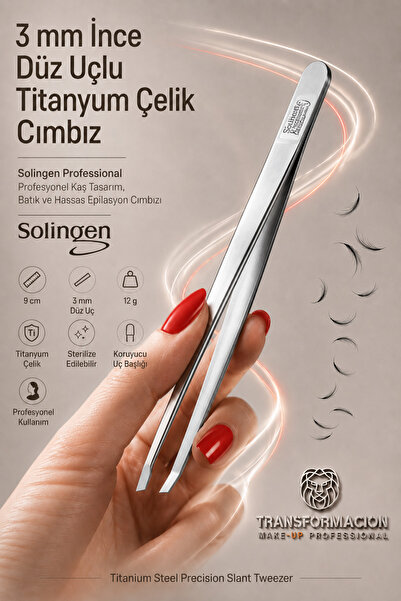 Transformacion 3 mm İnce Uçlu Cımbız Titanyum Çelik Solingen Professional Düz...