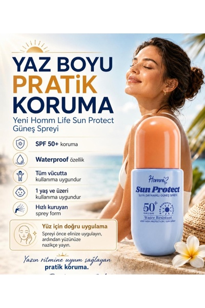 HOMM LİFE CLEAN Homm life sun protect suya dayanıklı güneş spreyi