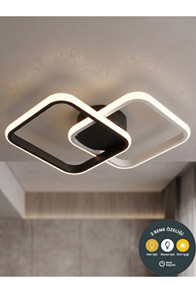 Lzy Avize Store 3 Renkli Square Siyah Beyaz Kasa LED Avize | Hol, Antre, Yata...