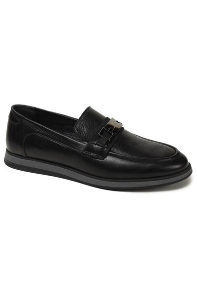 Pierre Cardin 63601 حذاء رجالي أسود حذاء لوفر كاجوال جلد