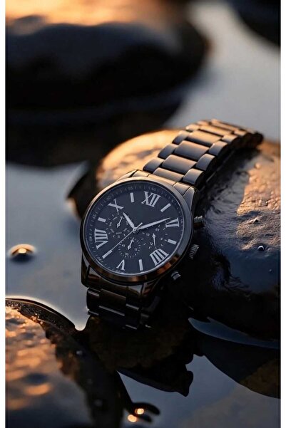 Evaa Jewelry Accessories Özel Tasarım Siyah Kordon Hediyelik Erkek Analog Kol...