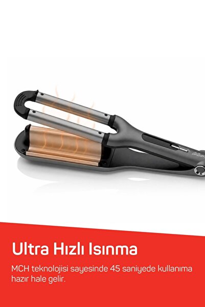 Arzum AR5079 Trendcare Seramik Saç Maşası 16 mm, 9 Kademeli Isı Ayarlı Wag Maşa, Antrasit