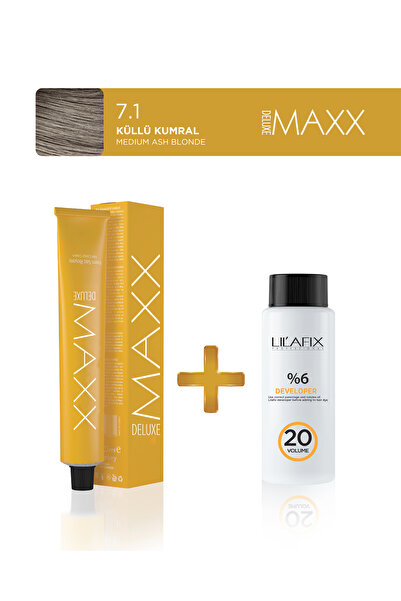 MAXX DELUXE Tüp Saç Boyası 100 ml -20V Oksidan 7.1 Küllü Kumral