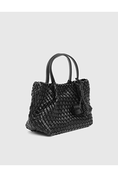 İLVİ Kaelis Printed Knitted Leather Women's Black Handbag
