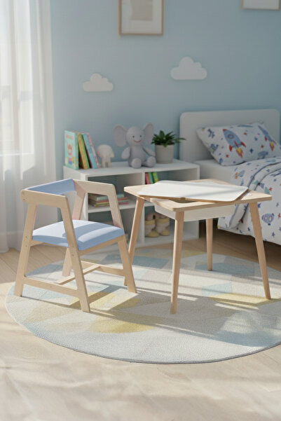 ROZİTOYS Montessori Çocuk Ahşap Oyun Etkinlik Çalışma Masası,Saklama Alanlı,M...