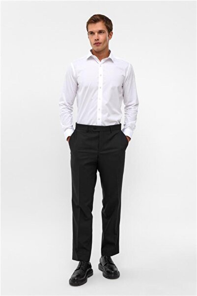 SÜVARİ Siyah Regular Armürlü Pantolon