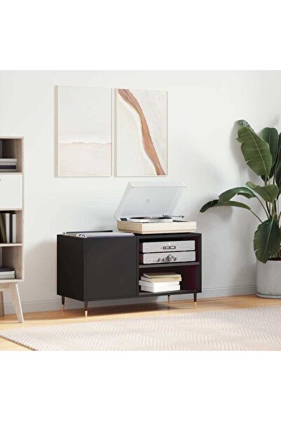 Concept Dulap pentru discuri, negru, 85x38x48 cm, lemn prelucrat