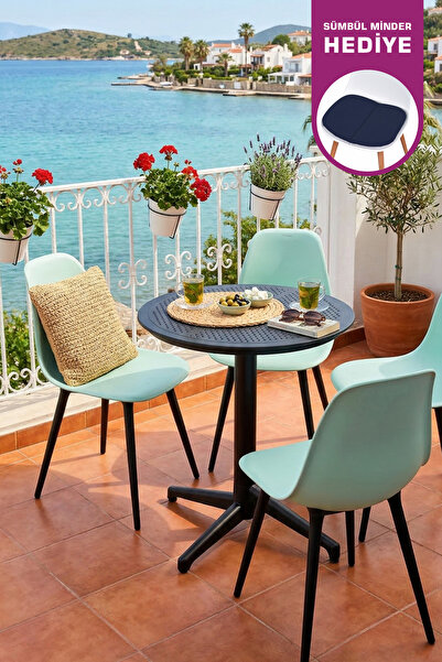 VİLİNZE Tilia Plastik Bahçe Balkon Bistro Seti Katlanır Masa 60*60 cm (1+4 Set)