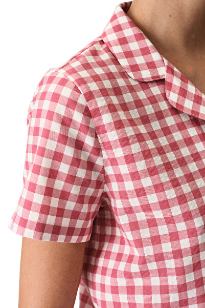 Penti Women Pink Gingham Short Sleeve Shirt Shorts Rose Set