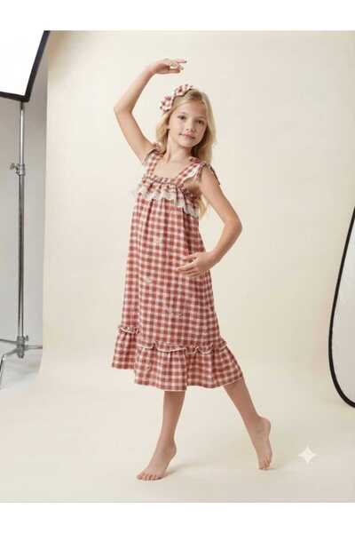 Hilal Akıncı Kids Rochie lungă țesătă Gingham pentru fete