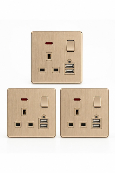 Generic 3-Gang Uk Smart Wall Switch & Socket with 2 USB Fast Charging Ports a...