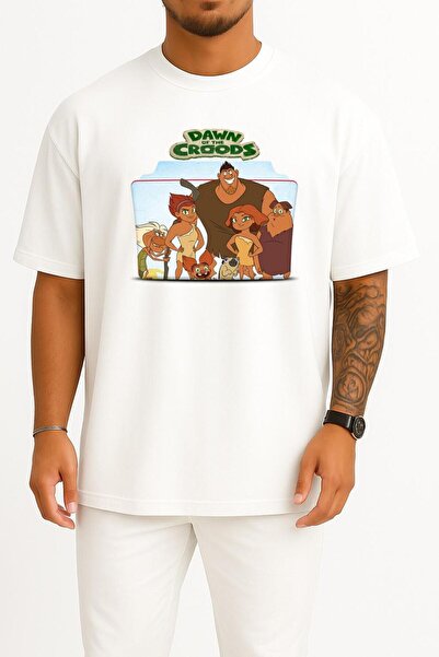 Bahriyeli Collection تي شيرت للجنسين بتصميم صدر كبير الحجم من Dawn Of The Croods
