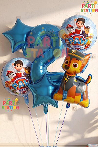 Parti Station Paw Petrol Paw Patrol Polis Köpek Chase 2 Yaş Balon Konsept Doğ...