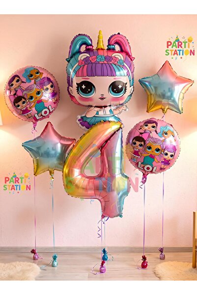 Parti Station Unicorn Lol Bebek Konsept 4 Yaş Balon Doğum Günü Set Yaş Balon Set