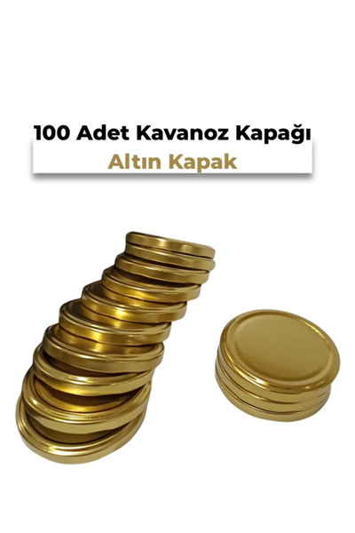 ÇAYLAR AVM Konserve Kavanoz Kapağı 100 Adet 82mm Altın Kapak