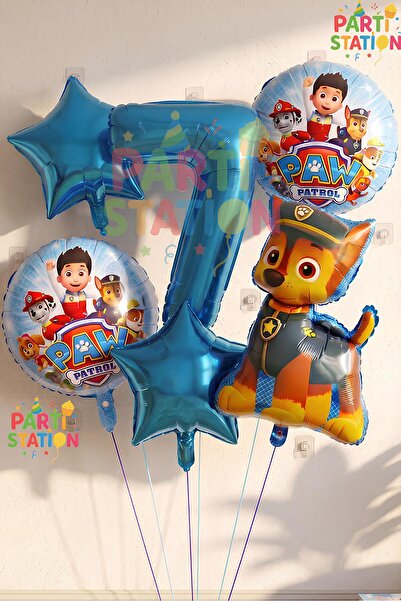 Parti Station Paw Petrol Paw Patrol Polis Köpek Chase 7 Yaş Balon Konsept Doğ...