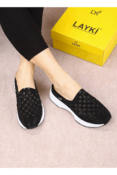 layki 0000073 RENK SİYAH FİLELİ TASARIM TERLİK & SANDALET SNEAKER