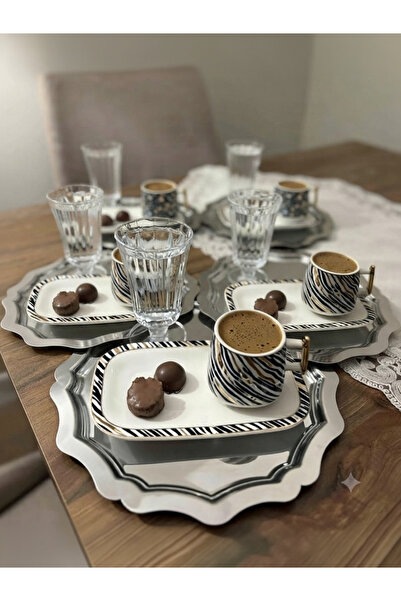 Elzemm store 6 ADET PASLANMAZ ÇELİK YUVARLAK DALGALI MODEL SERVİS VE SUNUM TE...