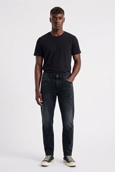 blue white Men's Anthracite Ripped Detail Slim Jean Trousers