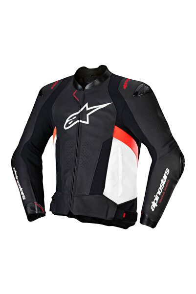 Alpinestars Missile V3 Deri Korumalı Motosiklet Montu Siyah Beyaz Kırmızı