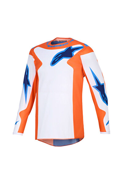 Alpinestars Fluid Grid Off-Road Motosiklet Jerseyi Oranj Mavi Beyaz