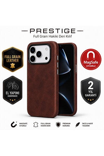 PLM Prestige iPhone 17 Pro Max Uyumlu, Full Grain Hakiki Deri Kılıf, MagSafe ...